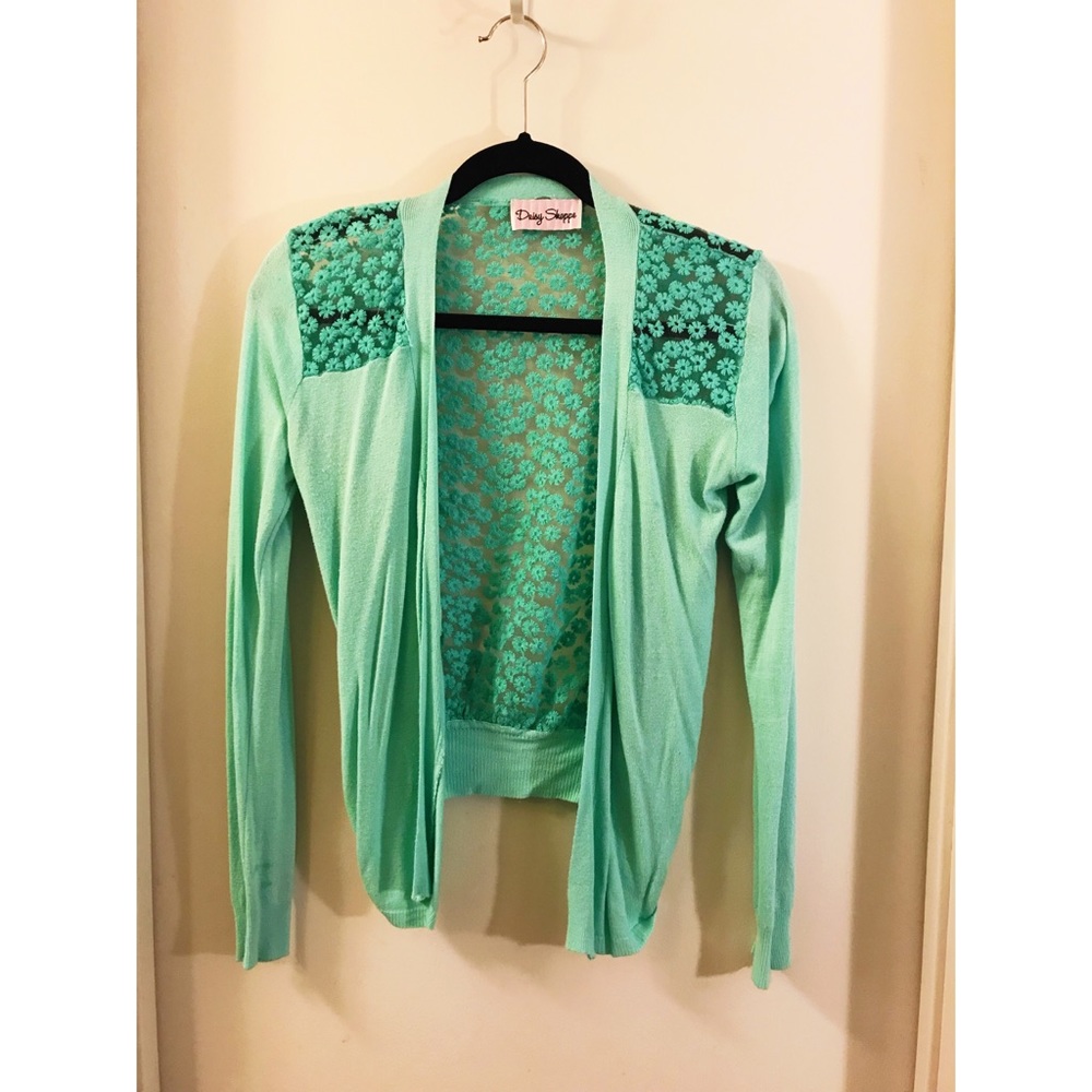 Turquoise lace cardigan
